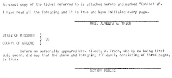 Excerpt from Mrs. Treon's unsigned affidavit.